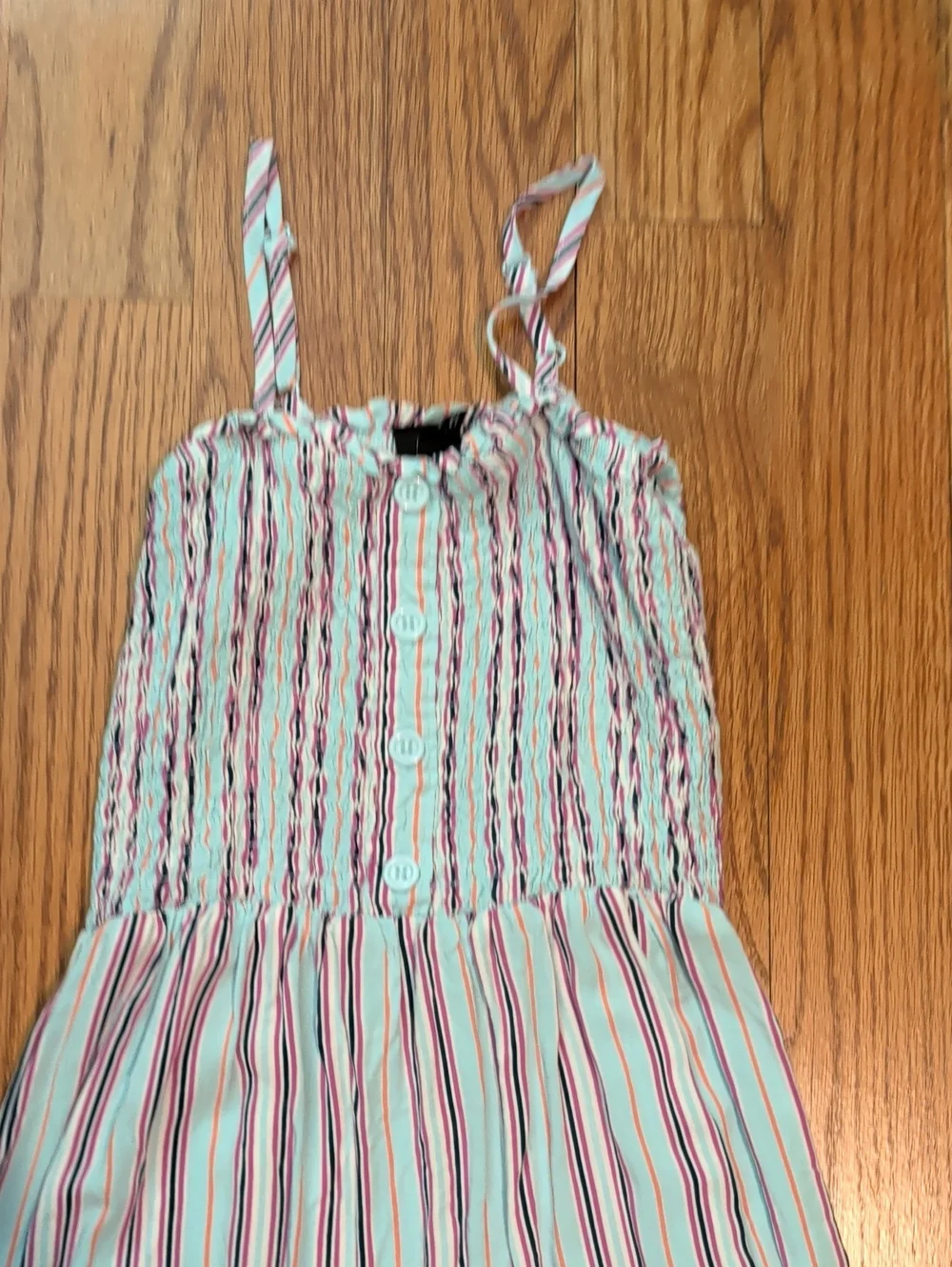 Girls' Sleeveless Striped Sundress in Mint and Pink